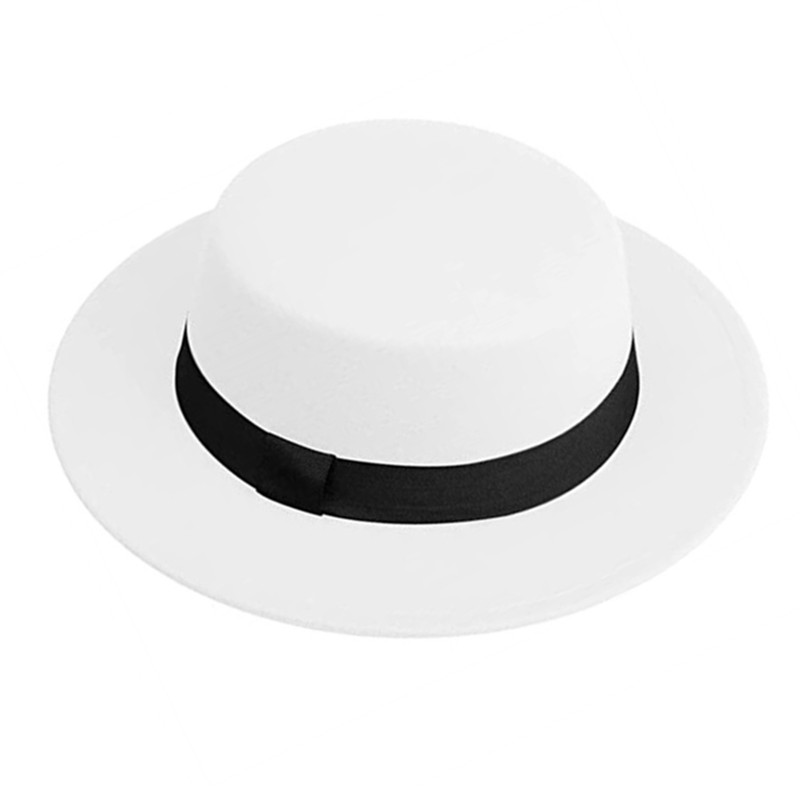 Fedora Hat Wool - قبعة فيدورا بيضاء للرجال والنساء، قبعة