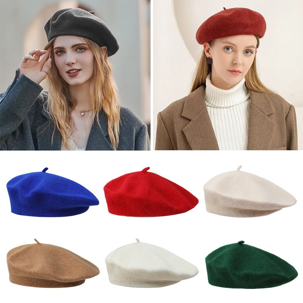 Beret French Wool - أزياء الشتاء الدافئ الصوف القبعات قبعة