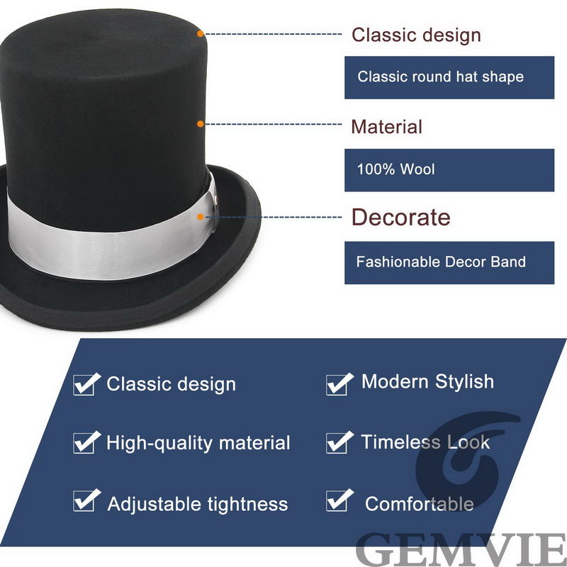 GEMVIE 17 سنتيمتر 100% ورأى ال - مراجعة Fedora Hat Wool وسعره