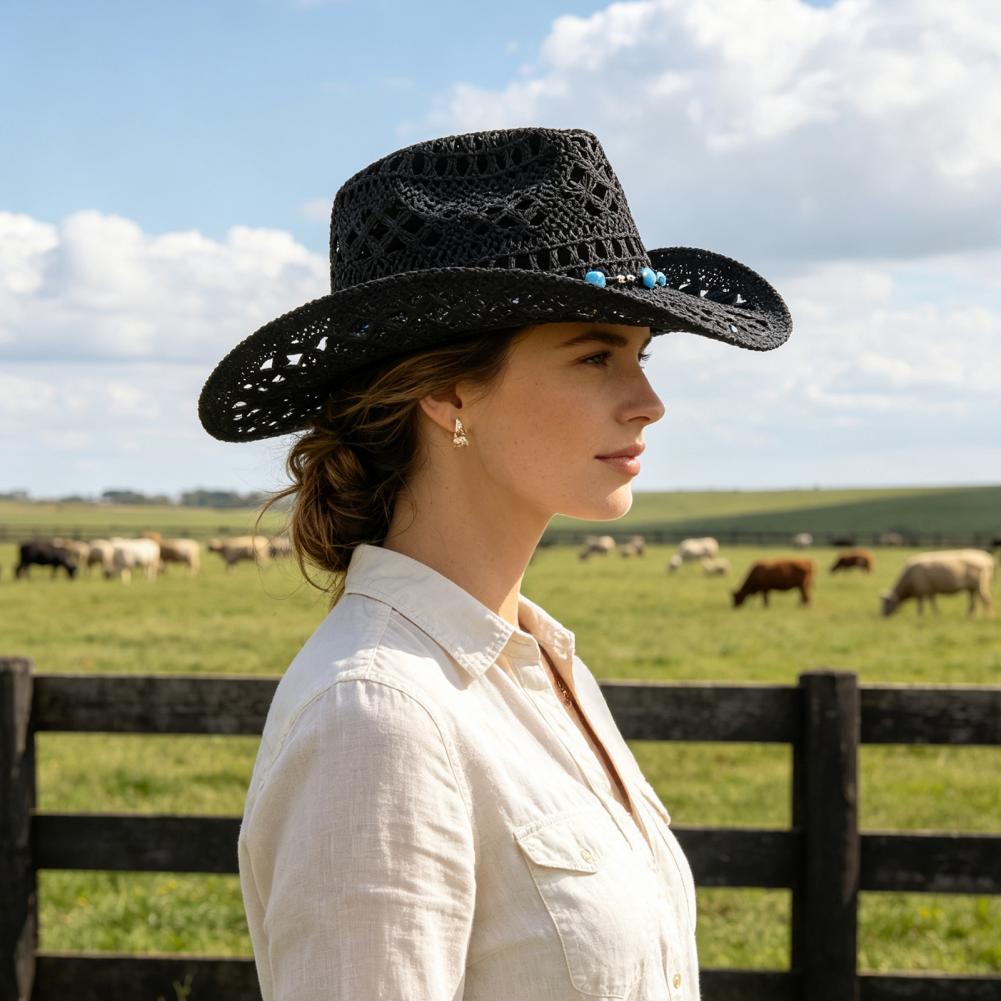 قبعة رعاة البقر واسعة الحواف ع - مراجعة Cowboy Hat Straw وسعره