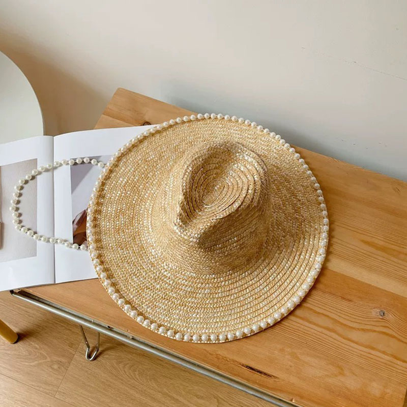 جديد الصيف موضة اللؤلؤ سلسلة ا - مراجعة Cowboy Hat Straw وسعره