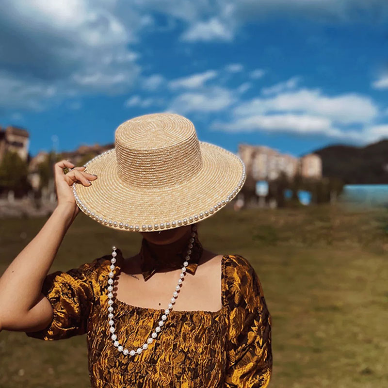 جديد الصيف موضة اللؤلؤ سلسلة ا - مراجعة Cowboy Hat Straw وسعره