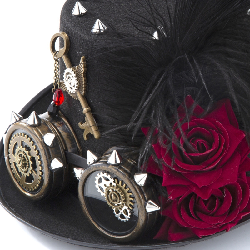 Y166 قبعة Steampunk عتيقة مع ن - مراجعة Fedora Hat Wool وسعره